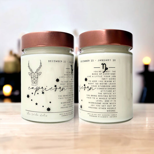 Three Twelve Studio - Zodiac Birthday Month Candle Collection, Funny Zodiac Candle: Vanilla / With Funny Horoscope