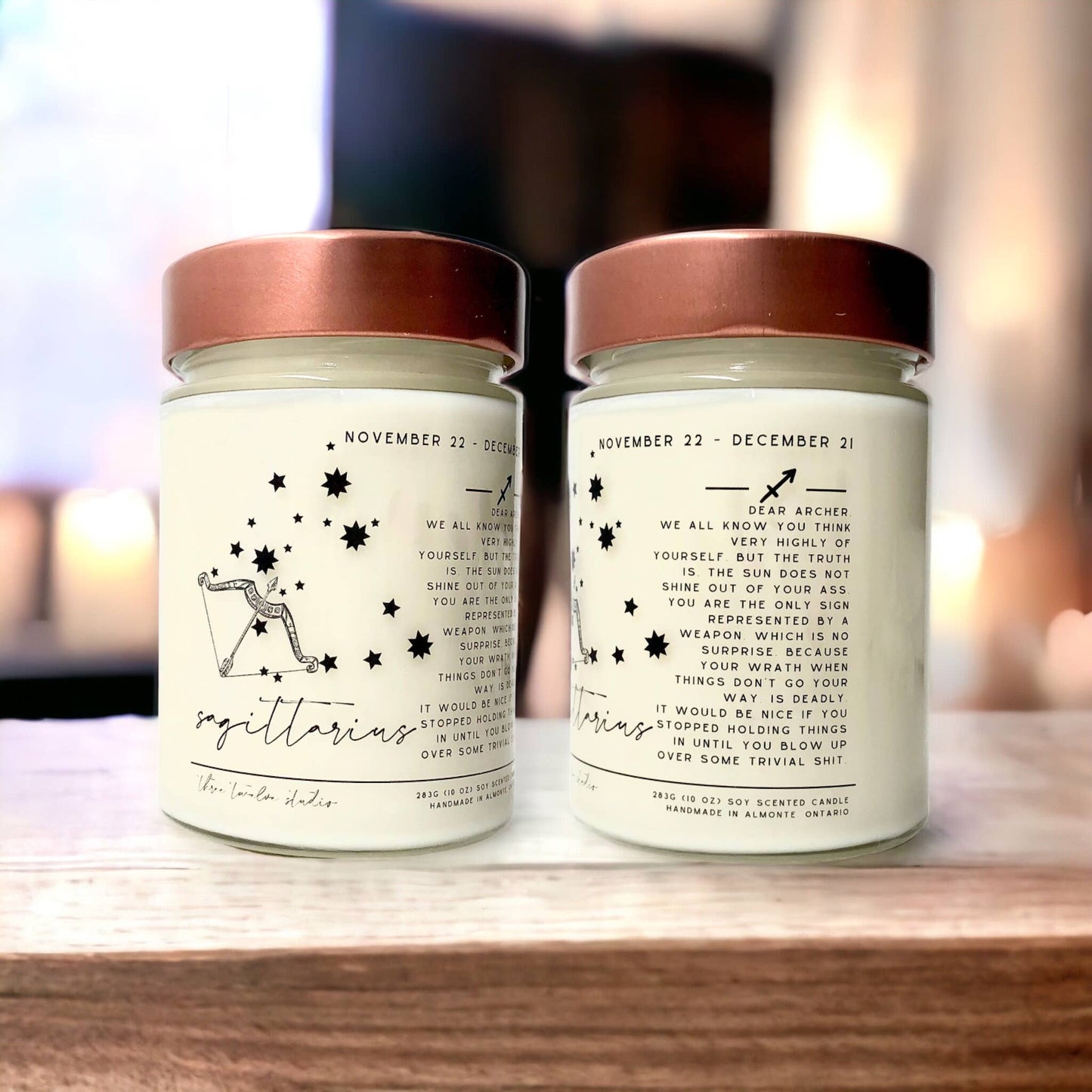 Three Twelve Studio - Zodiac Birthday Month Candle Collection, Funny Zodiac Candle: Vanilla / With Funny Horoscope