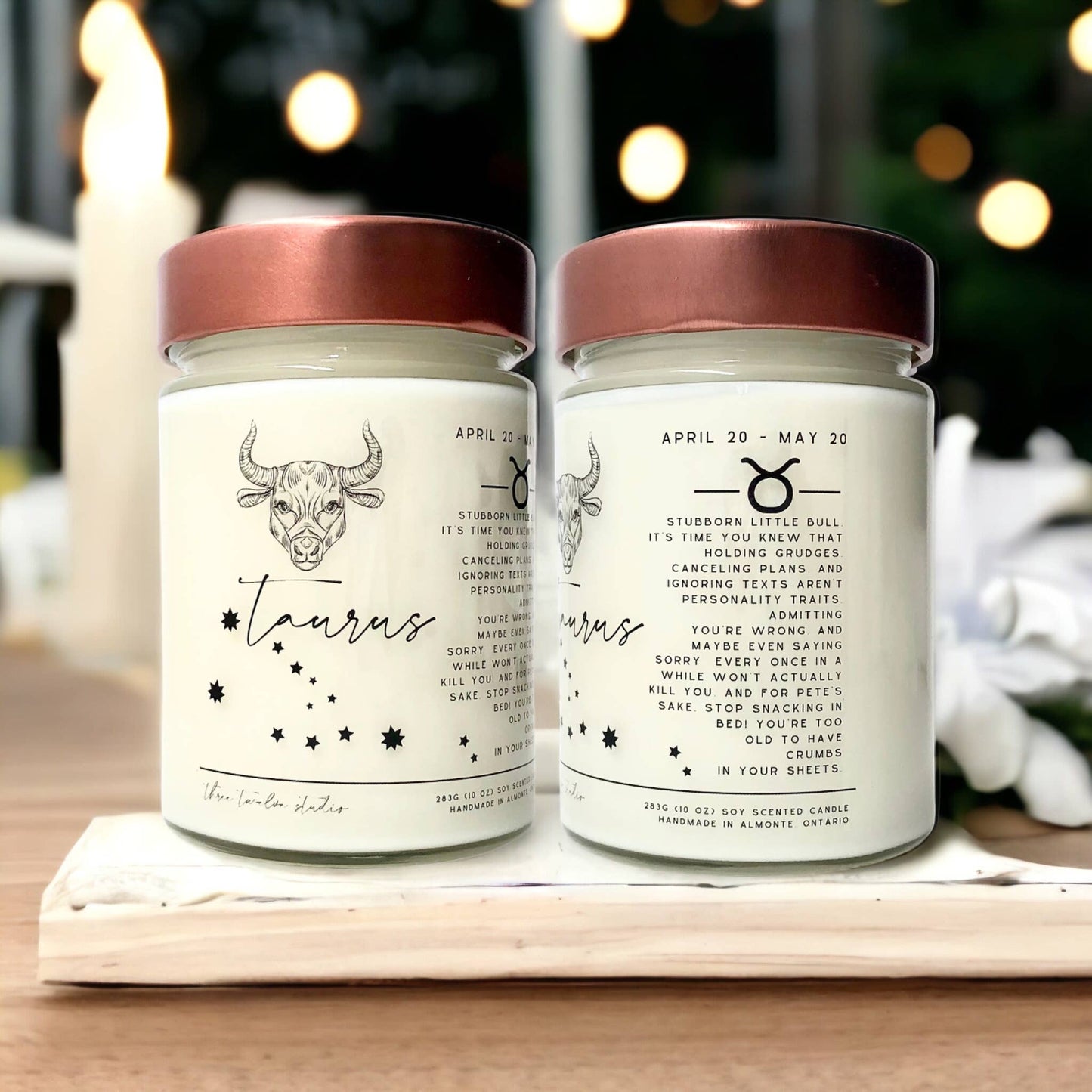Three Twelve Studio - Zodiac Birthday Month Candle Collection, Funny Zodiac Candle: Vanilla / With Funny Horoscope