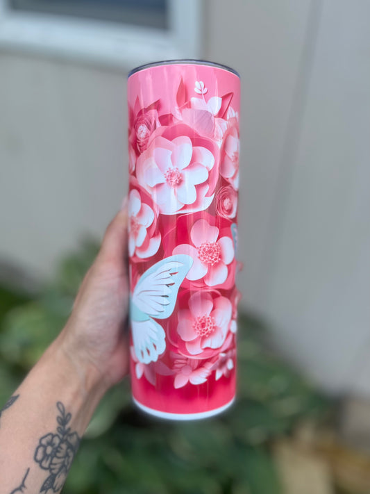 3D pink floral