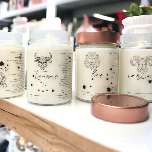 Three Twelve Studio - Zodiac Birthday Month Candle Collection, Funny Zodiac Candle: Vanilla / With Funny Horoscope