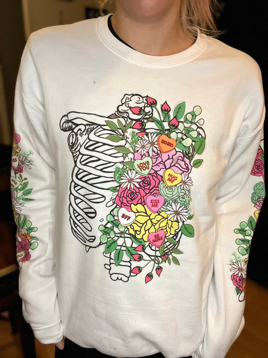 Conversation heart floral sweater