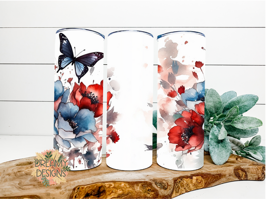 Red and blue floral